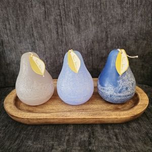 Vance Kitira Pear candles with wooden tray
